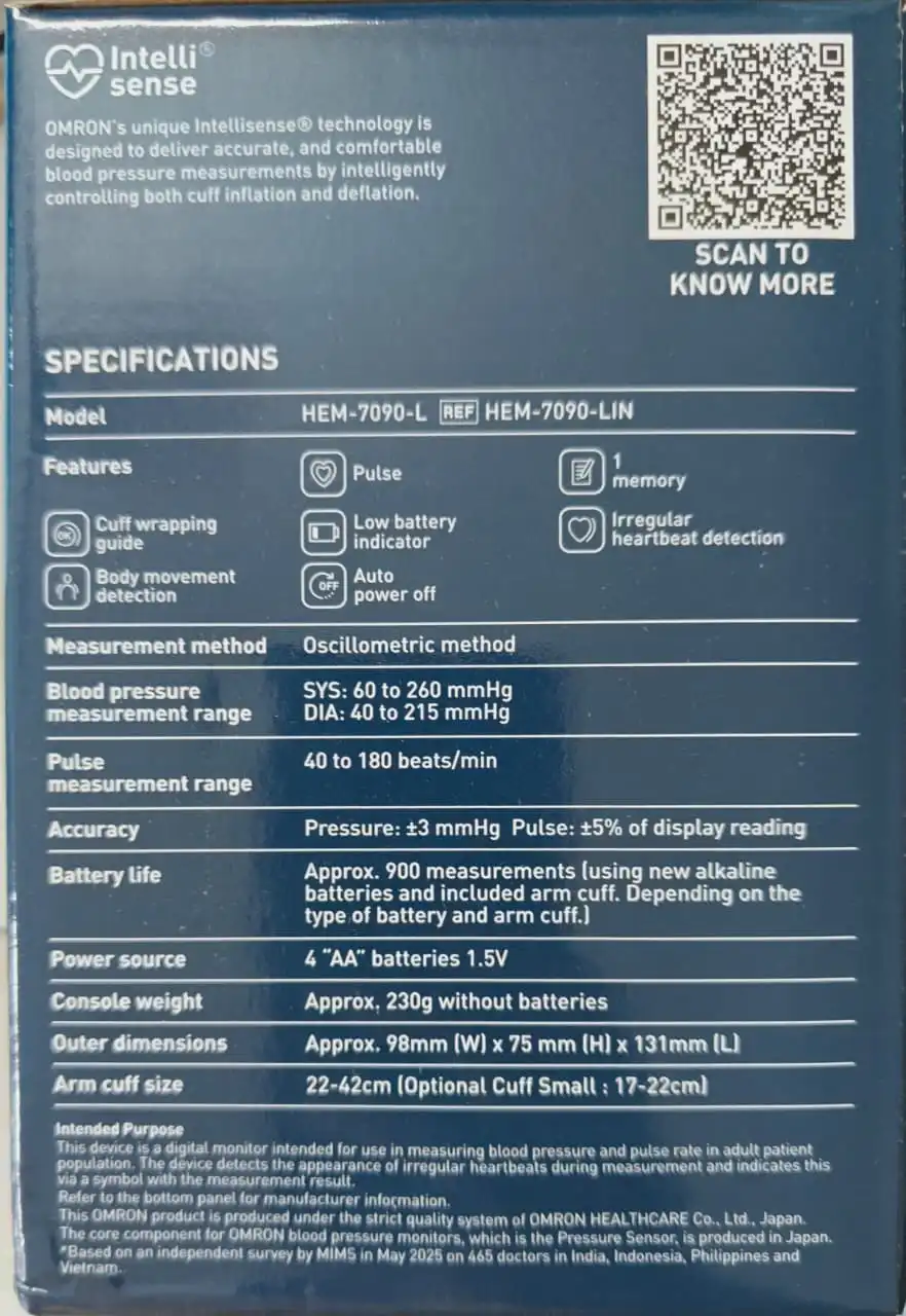 Omorn HEM-7090-L BP Monitor - 2