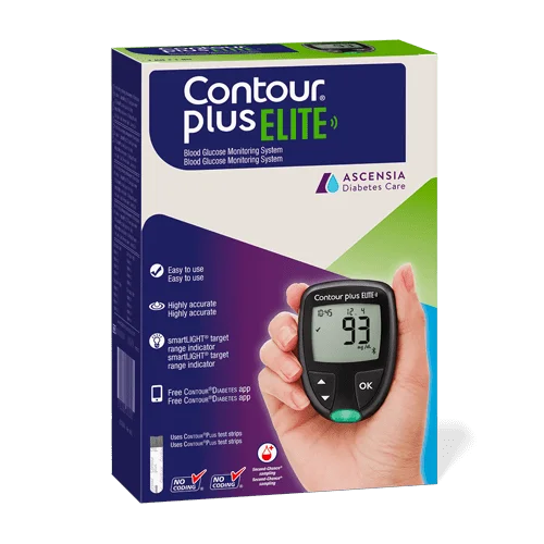 CONTOUR® PLUS ELITE Blood Glucose Monitoring System with Bluetooth and 25 Test Strips Free - 2