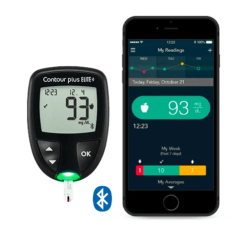 CONTOUR® PLUS ELITE Blood Glucose Monitoring System with Bluetooth and 25 Test Strips Free - 3