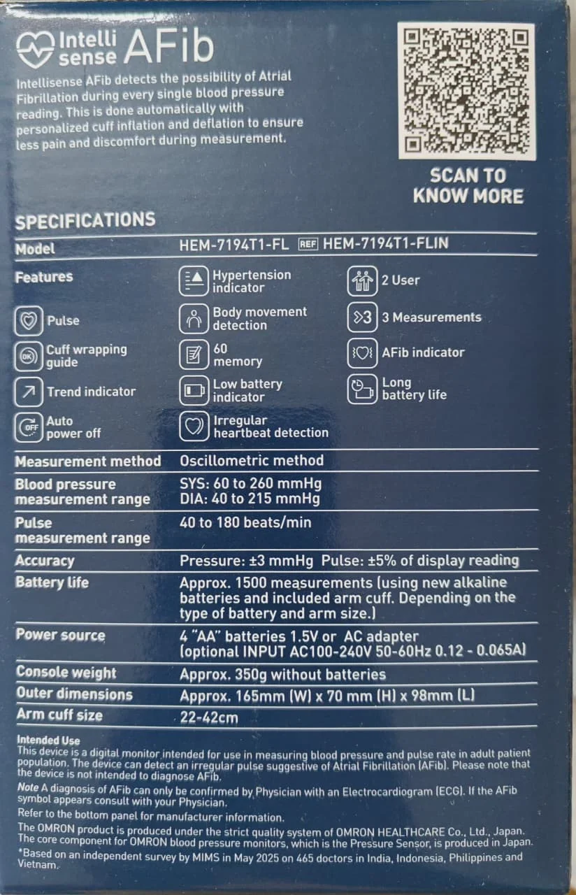 Omorn HEM-7194T1 BP Monitor with AFib Detection and Bluetooth - 4